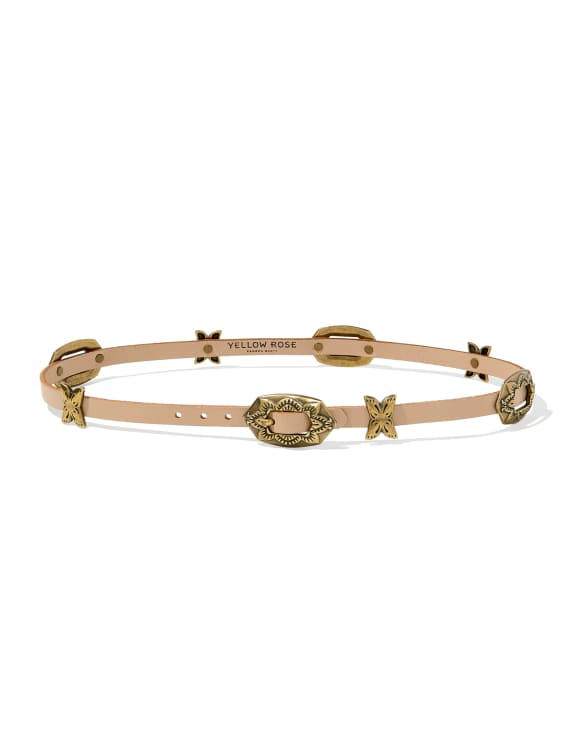 Concho Thin Belt in Taupe Leather